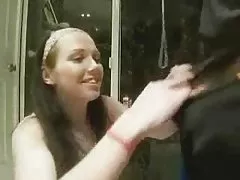 Loredana 溝に自慰行為を市松模様のドレス