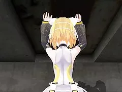 彼女の黒のガードル、髪を突き出して、乳首に入れてください。